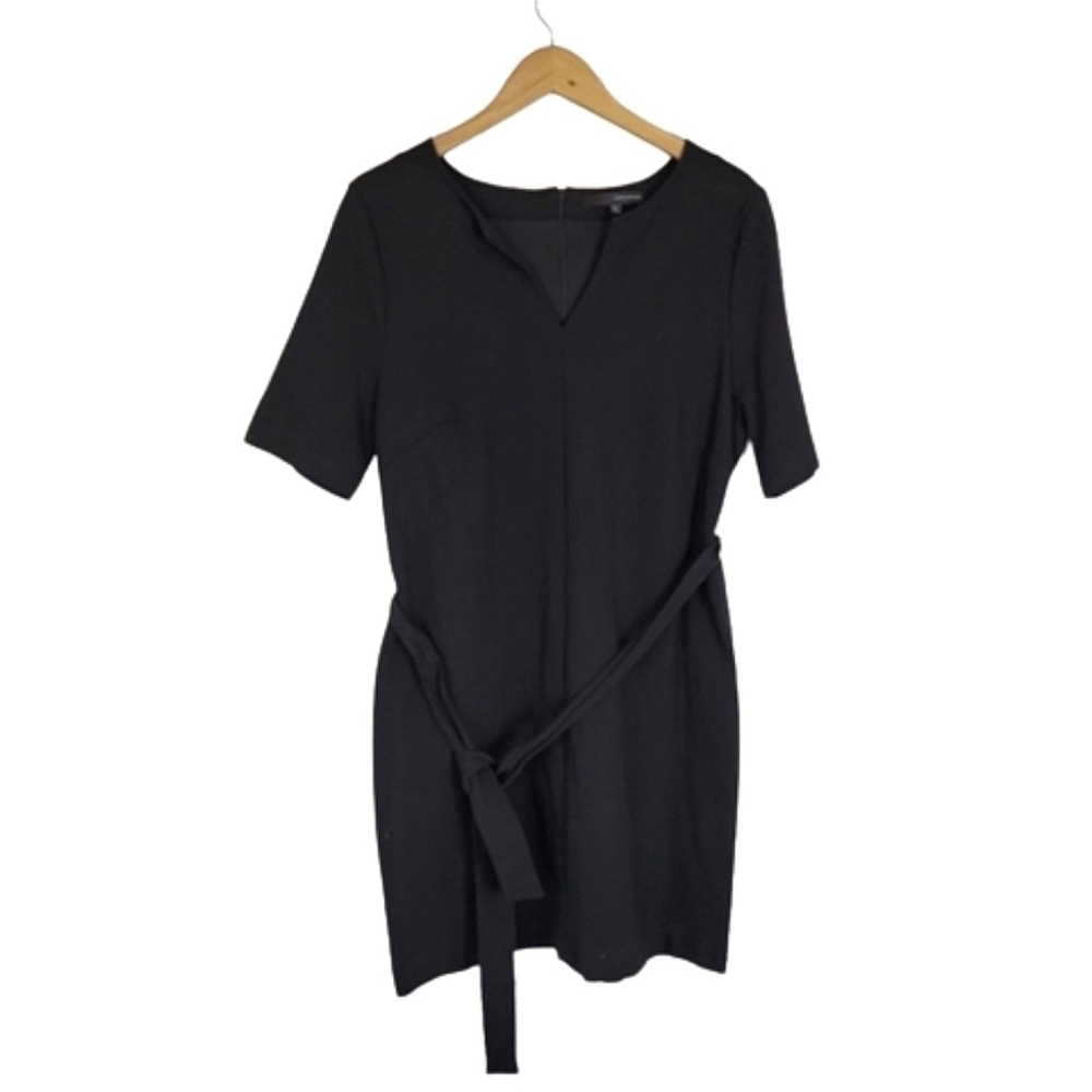 Harve Benard black v-neck belted dress